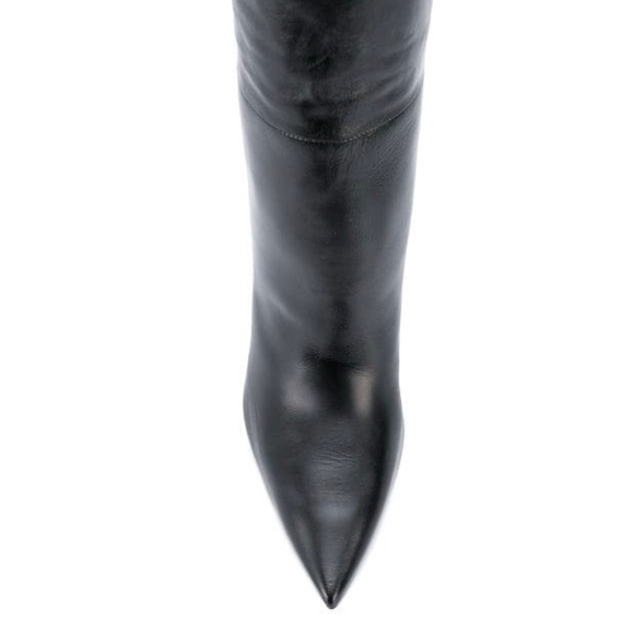Saint Laurent Tall Slouch Leather Boots Black Knee High YSL 37 - Picture 5 of 16